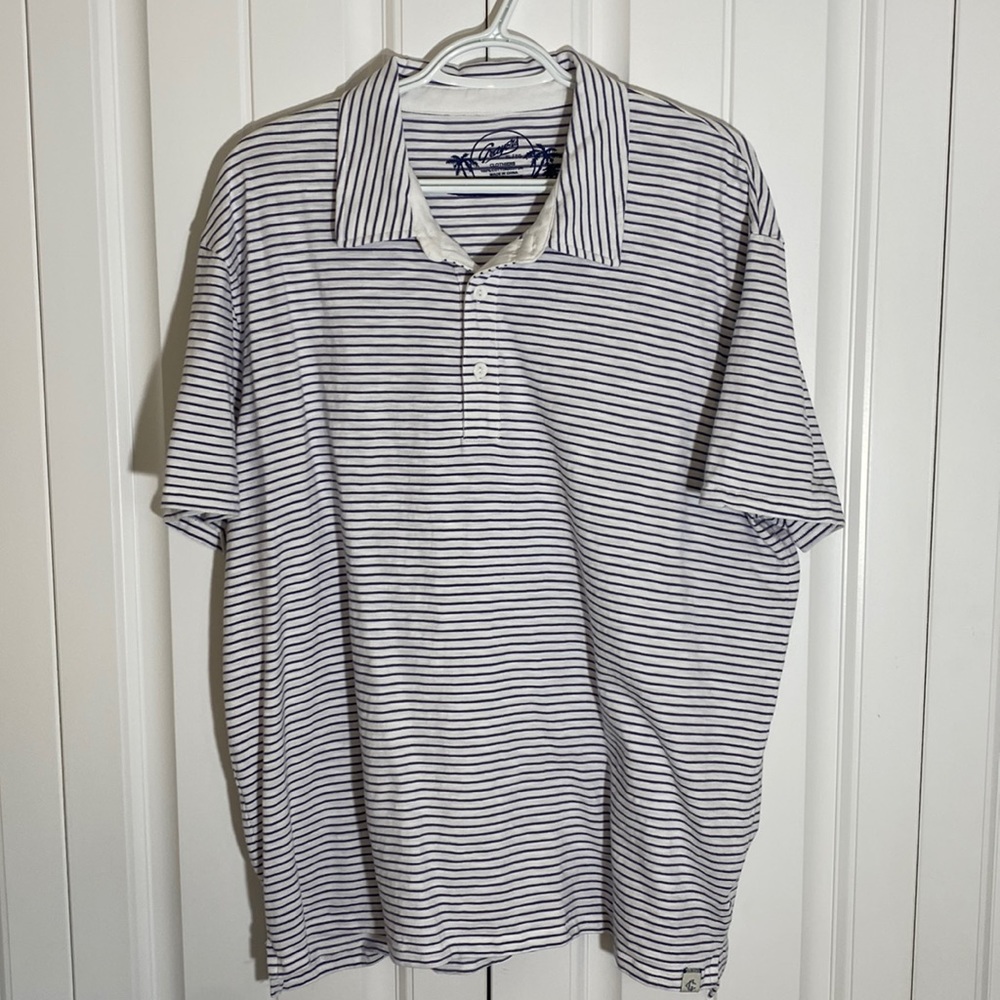 Grayers mens XL polo - worn once - white with blue/grey stripes
